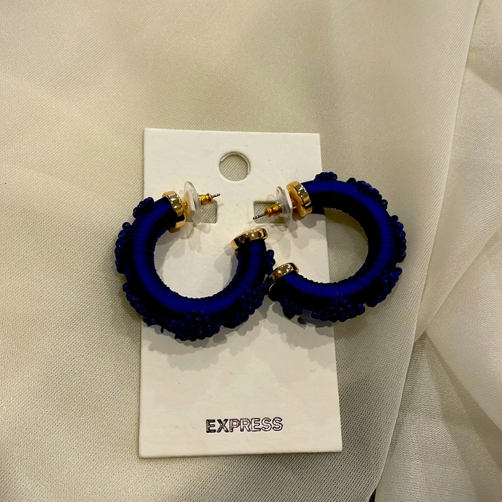Express Navy Blue & Gold  Earrings - Elegant Custom Jewelry